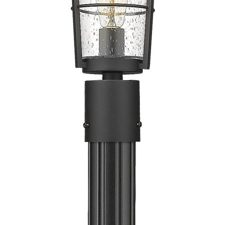 Z-Lite Helix 1 Light Outdoor Post Mounted Fixture, Black And Clear Seedy 591PHM-519P-BK
